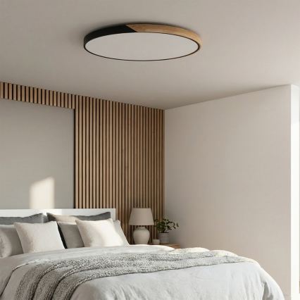 Brilagi - Plafoniera dimmerabile a LED PILANA LED/72W/230V 3000-6500K rovere/nero Ø 80 cm + telecomando