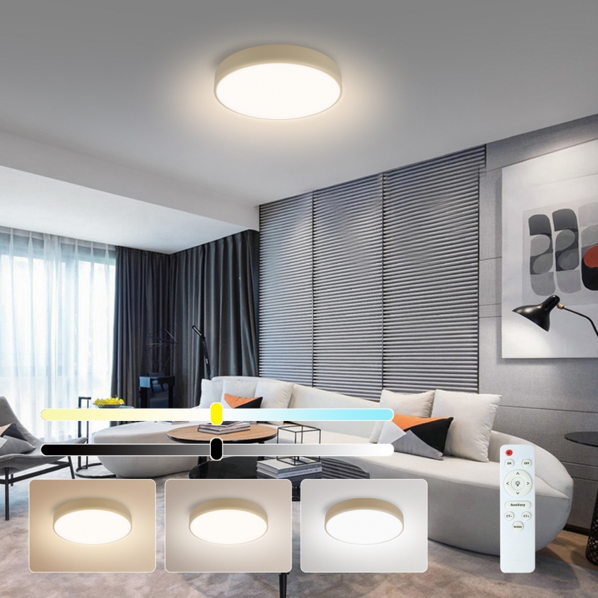 Brilagi - Plafoniera LED dimmerabile POOL LED/36W/230V 3000-6000K Ø 30 cm beige + telecomando