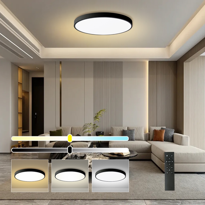 Brilagi - Plafoniera LED dimmerabile POOL SMART LED/128W/230V 3000-6000K diam. 100 cm Wi-Fi Tuya nera + telecomando