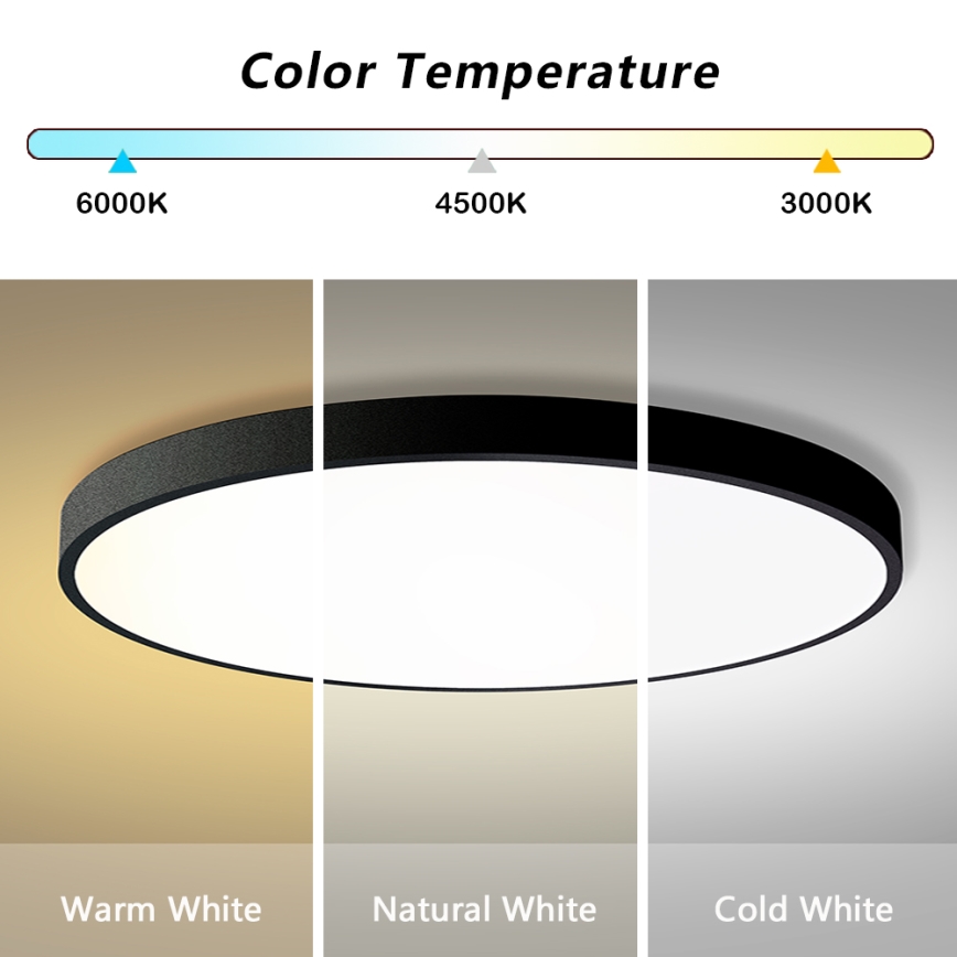 Brilagi - Plafoniera LED dimmerabile POOL SMART LED/128W/230V 3000-6000K diam. 100 cm Wi-Fi Tuya nera + telecomando