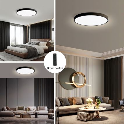 Brilagi - Plafoniera LED dimmerabile POOL SMART LED/128W/230V 3000-6000K diam. 100 cm Wi-Fi Tuya nera + telecomando
