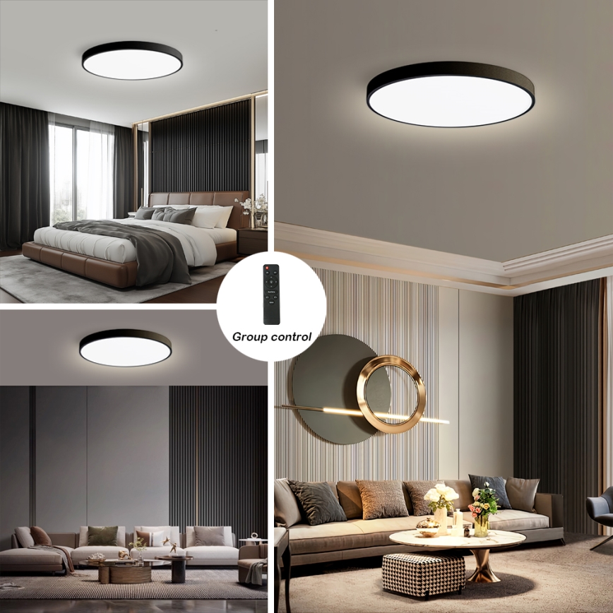 Brilagi - Plafoniera LED dimmerabile POOL SMART LED/128W/230V 3000-6000K diam. 100 cm Wi-Fi Tuya nera + telecomando