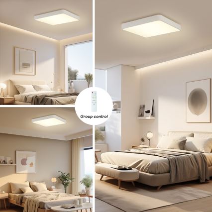 Brilagi - Lampada da soffitto dimmerabile a LED POOL SQUARE LED/36W/230V 3000-6000K 40x40 cm bianco + telecomando