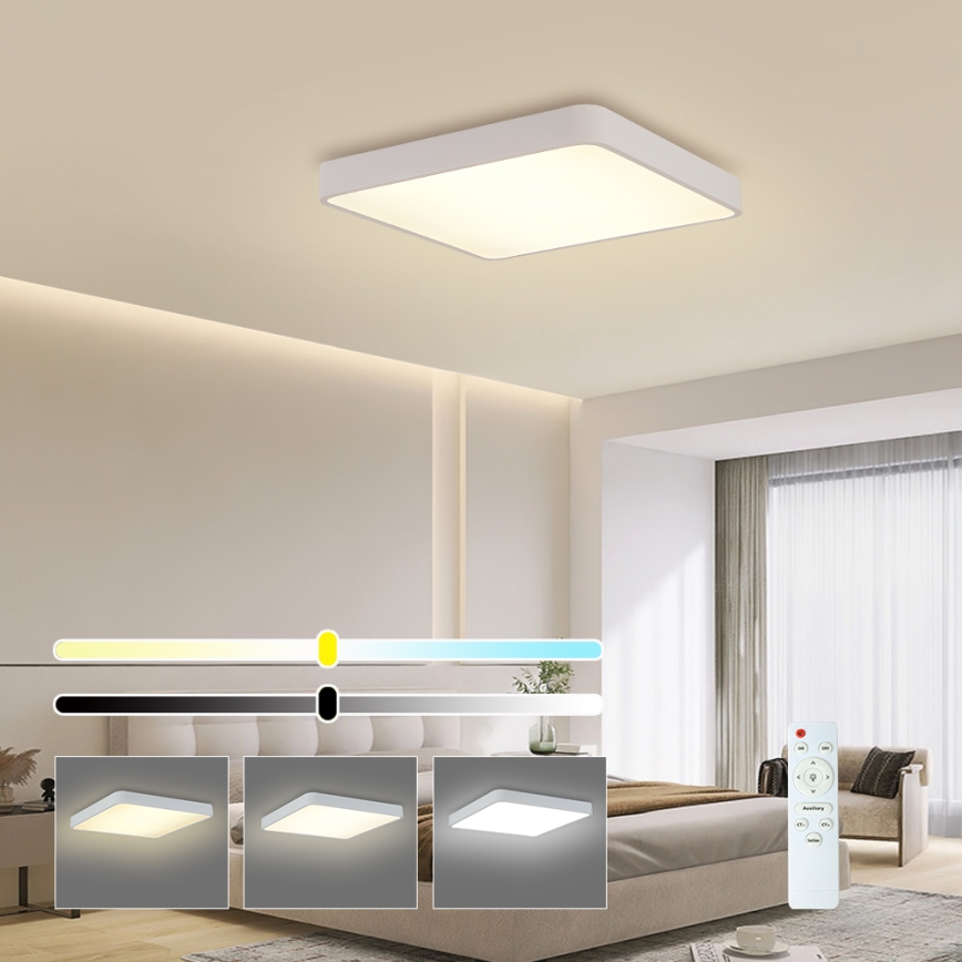 Brilagi - Lampada da soffitto dimmerabile a LED POOL SQUARE LED/48W/230V 3000-6000K 50x50 cm bianco + telecomando