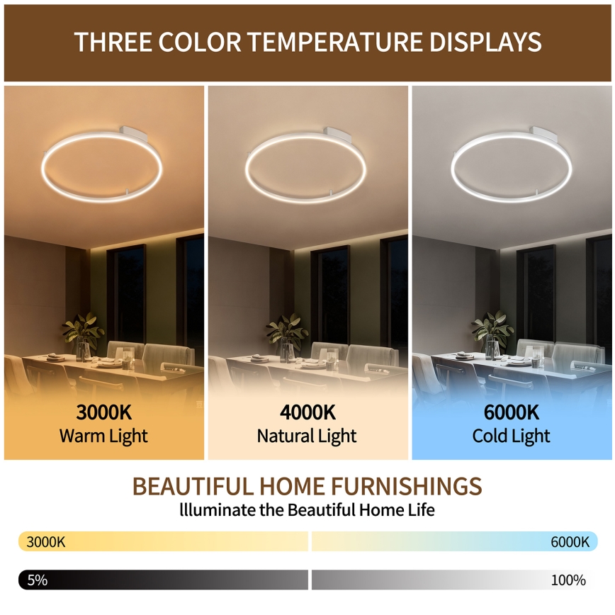 Brilagi - Plafoniera dimmerabile a LED PORTOFINO LED/60W/230V 3000-6000K Ø 80 cm argento + telecomando