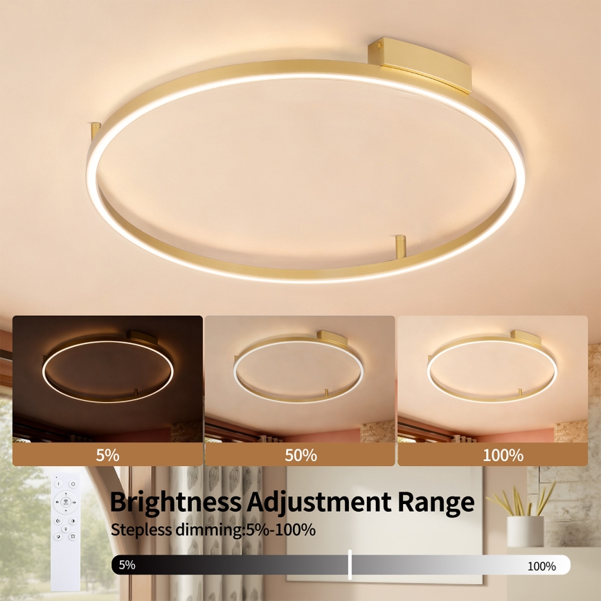 Brilagi - Plafoniera LED dimmerabile PORTOFINO LED/60W/230V 3000-6000K Ø 80 cm dorata + telecomando