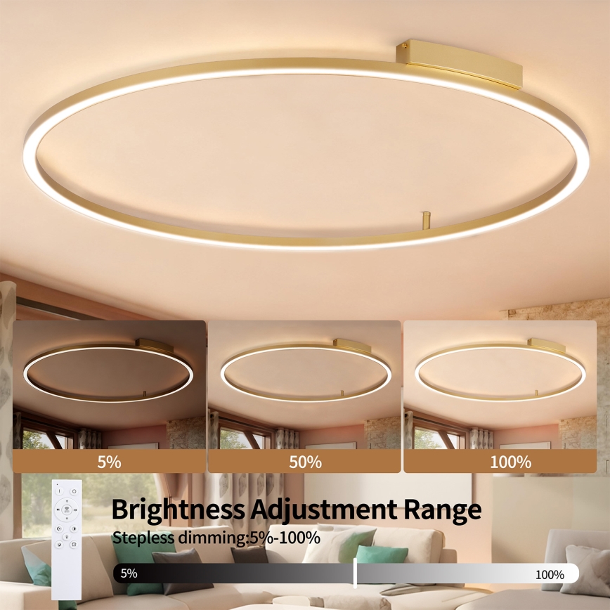 Brilagi - Plafoniera dimmerabile a LED PORTOFINO LED/85W/230V 3000-6000K Ø 120 cm dorata + telecomando