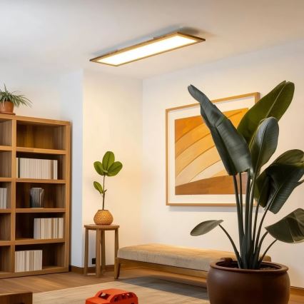 Brilagi - Plafoniera LED dimmerabile SLIMFRAME WOOD LED/58W/230V 124x33,7 cm 3000-6000K marrone + telecomando