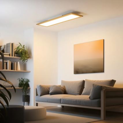 Brilagi - Plafoniera dimmerabile a LED SLIMFRAME WOOD LED/58W/230V 124x34 cm 3000-6000K marrone + telecomando