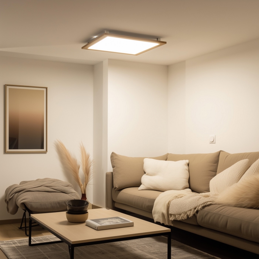 Brilagi - Plafoniera dimmerabile a LED SLIMFRAME WOOD LED/58W/230V 64x64 cm 3000-6000K marrone + telecomando