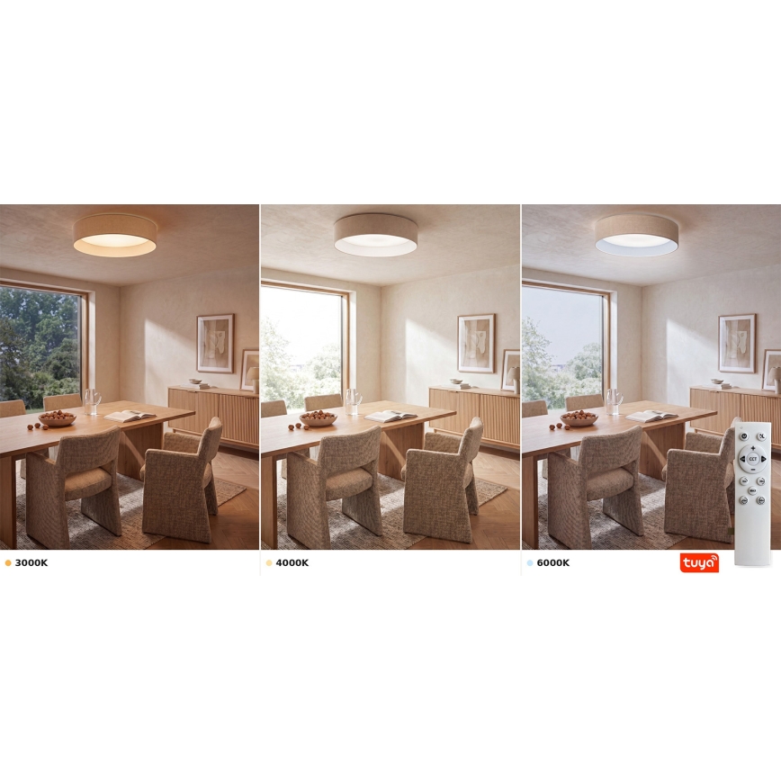 Brilagi - Plafoniera dimmerabile a LED VELVET SMARTIX LED/36W/230V 3000-6000K Ø 55 cm crema Wi-Fi Tuya Beacon + telecomando