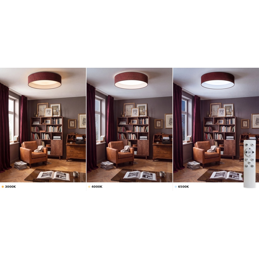 Brilagi - Plafoniera LED dimmerabile VELVET SMART VARI LED/36W/230V 3000-6500K Ø 55 cm bordeaux + telecomando