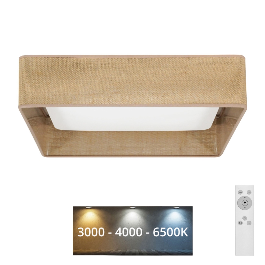 Brilagi - Plafoniera dimmerabile a LED VELVET SQUARE LED/24W/230V 43x43 cm 3000/4000/6500K + telecomando marrone