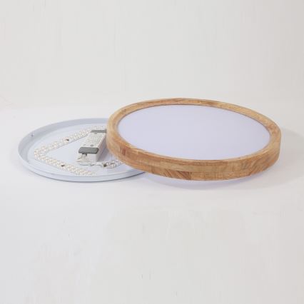 Brilagi - Plafoniera LED dimmerabile WOODROUND LED/30W/230V 3000–6000K Ø 40 cm in legno CRI 90 + telecomando