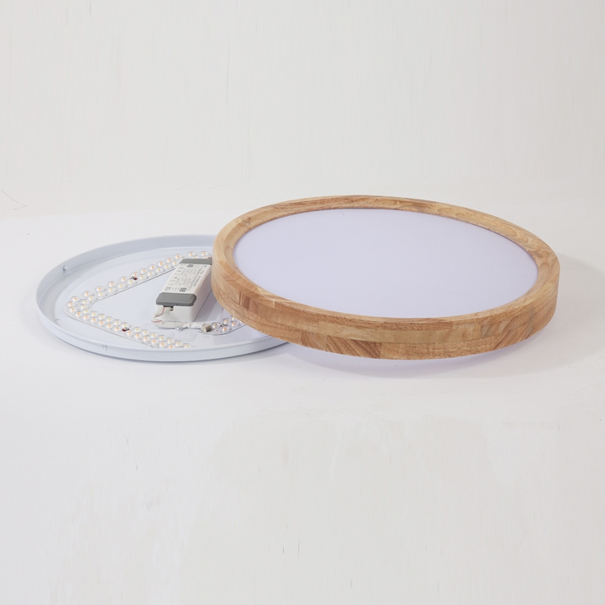 Brilagi - Plafoniera LED dimmerabile WOODROUND LED/30W/230V 3000–6000K Ø 40 cm in legno CRI 90 + telecomando