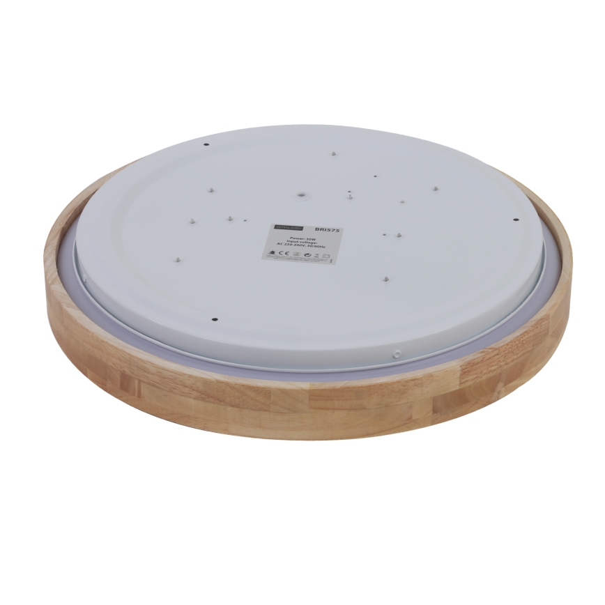 Brilagi - Plafoniera LED dimmerabile WOODROUND LED/30W/230V 3000–6000K Ø 40 cm in legno CRI 90 + telecomando