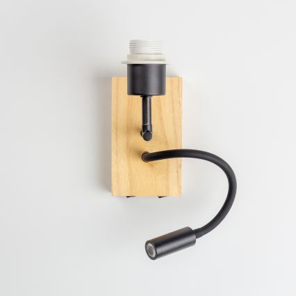 Brilagi - Lampada da parete flessibile a LED per bambini BOBO WOOD 1xE27/25W/230V + LED/3W rovere/nero/bianco/animaletti