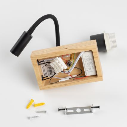 Brilagi - Lampada da parete flessibile LED per bambini BOBO WOOD 1xE27/25W/230V + LED/3W rovere/nera/bianca/unicorni