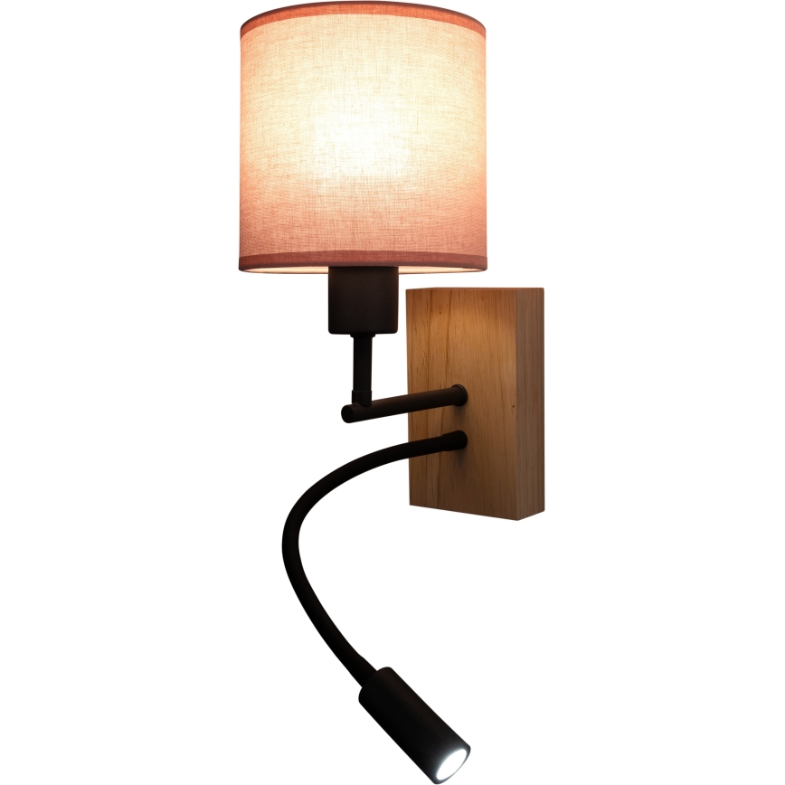 Brilagi - Lampada da parete LED flessibile BOBO WOOD 1xE27/25W/230V + LED/3W rovere/nero/rosa