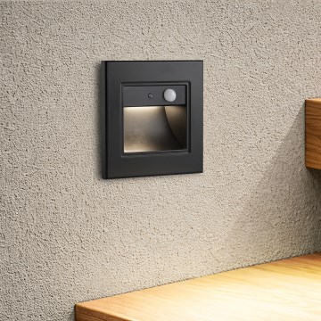 Brilagi - Lampada LED per scale con sensore STEP LIGHT LED/1,5W/230V IP44 nero