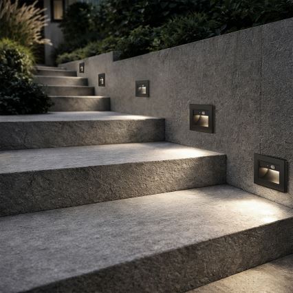 Brilagi - Lampada LED per scale con sensore STEP LIGHT LED/1,5W/230V IP44 nero