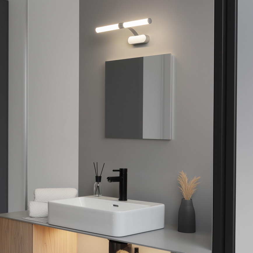 Brilagi - TUBEO Lampada LED 2 in 1 per specchio da bagno, 6 W, 230 V, 40 cm, IP44, argento