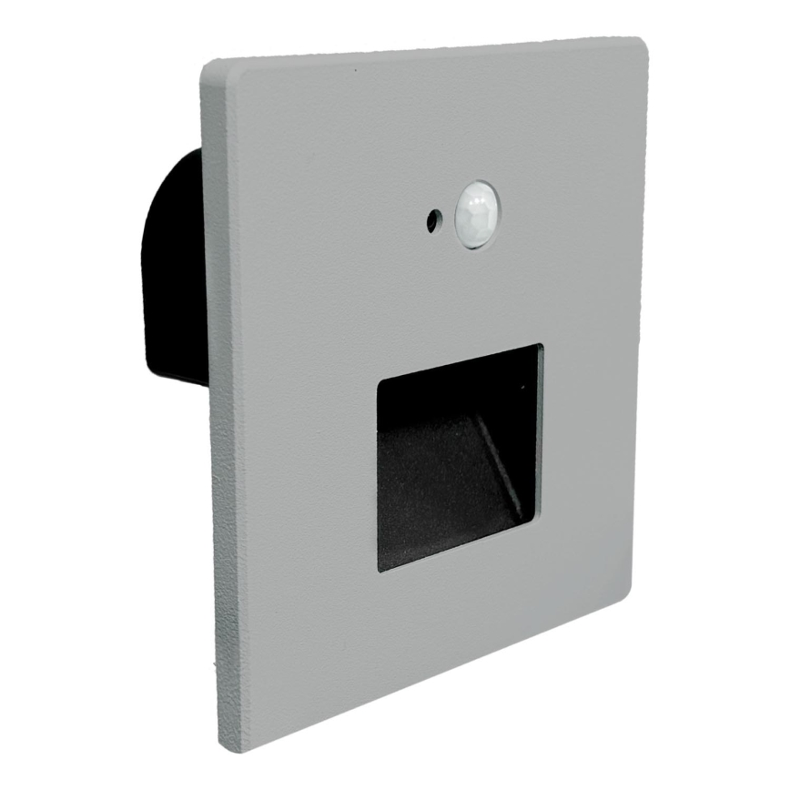 Brilagi - Lampada per scale a LED con sensore di movimento e sensore crepuscolare JACK LED/3W/230V 3000/4000/6500K IP65 grigio
