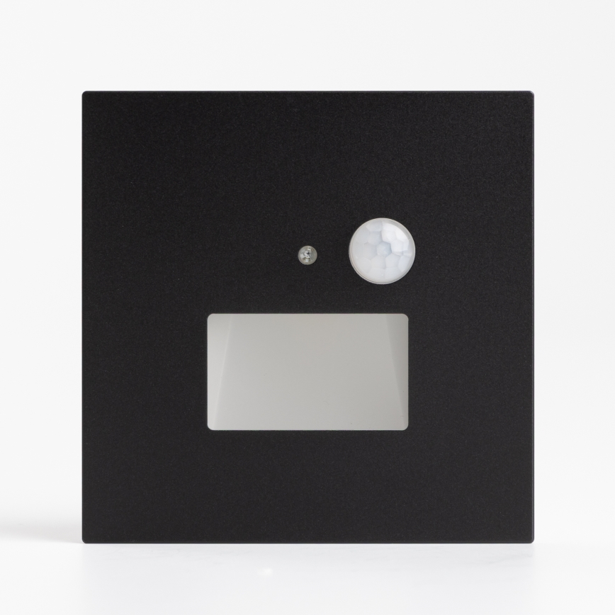 Brilagi - Lampada a LED per scale con sensore di movimento e sensore crepuscolare JACK LED/1,5W/230V 3000/4000/6500K nera