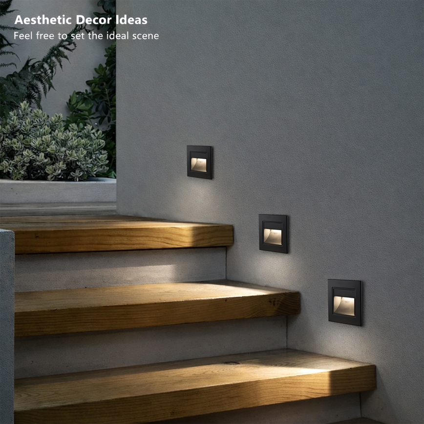 Brilagi - Lampada per scale LED STEP LIGHT LED/1,5W/230V IP44 nera