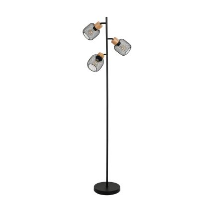 Brilagi - Lampadaire BASKLITE 3xE27/15W/230V bois/noir