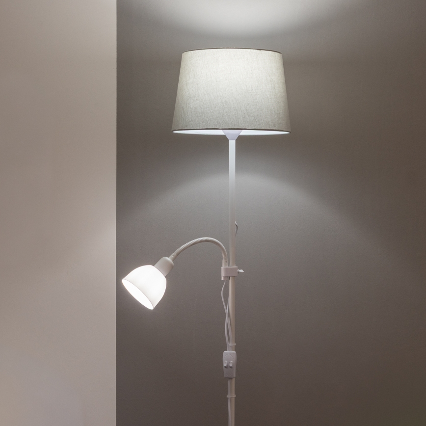 Brilagi - Lampadaire CERIA 1xE27/100W/230V + 1xE14/25W blanc/gris