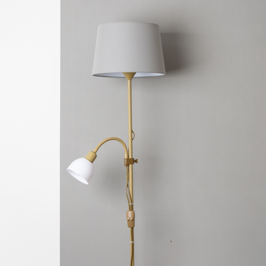 Brilagi - Lampadaire CERIA 1xE27/100W/230V + 1xE14/25W doré/gris