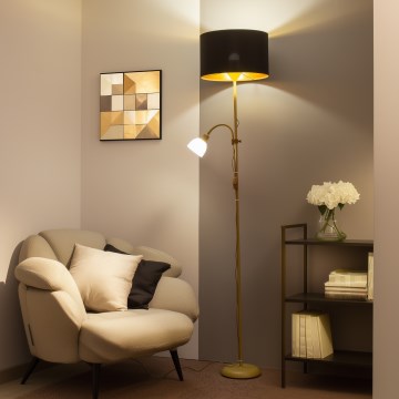 Brilagi - Lampadaire CERIA 1xE27/100W/230V + 1xE14/25W doré/noir