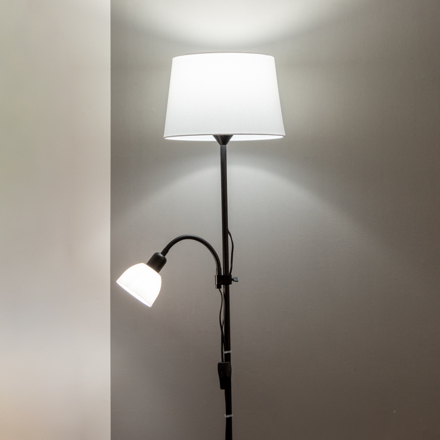 Brilagi - Lampadaire CERIA 1xE27/100W/230V + 1xE14/25W noir/blanc