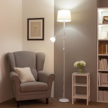 Brilagi - Lampadaire CERIA 2-en-1 1xE27/100W/230V + 1xE14/25W blanc/beige