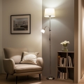 Brilagi - Lampadaire CERIA 2 en 1 1xE27/100W/230V + 1xE14/25W chrome mat/beige