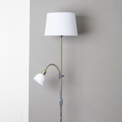Brilagi - Lampadaire CERIA 2 en 1 1xE27/100W/230V + 1xE14/25W chrome mat/blanc
