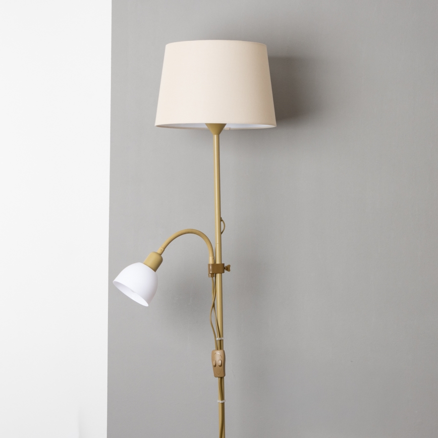 Brilagi - Lampadaire CERIA 2 en 1 1xE27/100W/230V + 1xE14/25W doré/beige