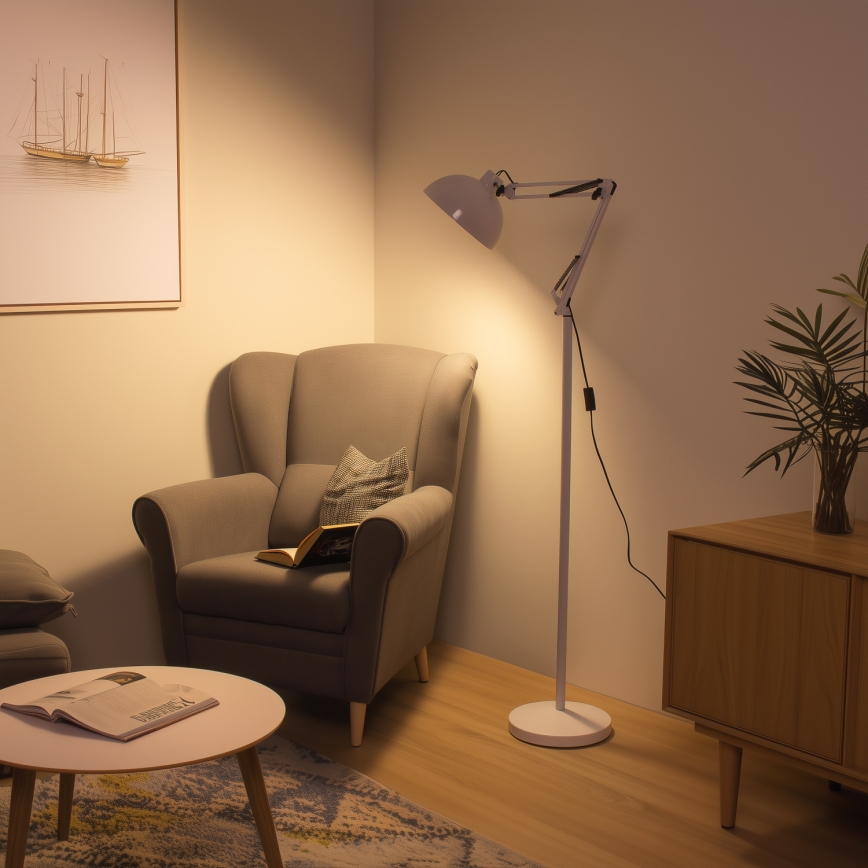 Brilagi - Lampadaire flexible TASKER 1xE27/60W/230V 157 cm blanc
