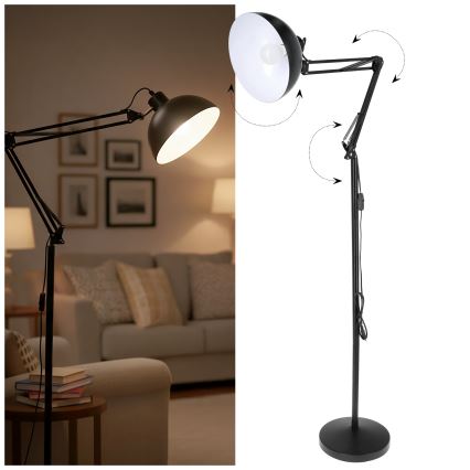Brilagi - Lampadaire flexible TASKER 1xE27/60W/230V 157 cm noir