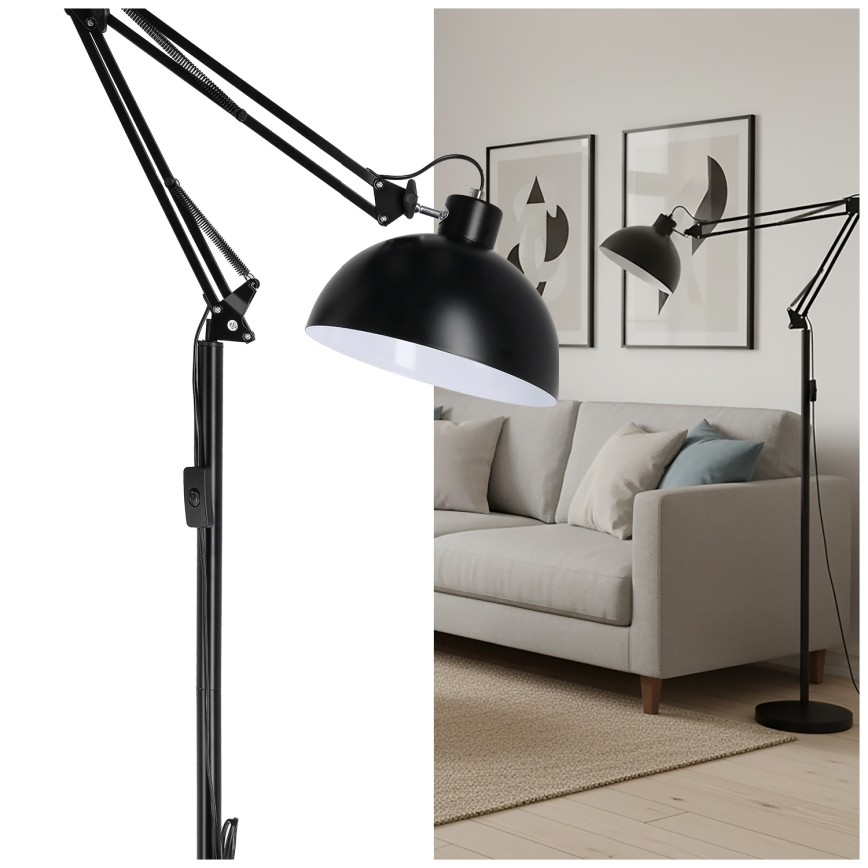 Brilagi - Lampadaire flexible TASKER 1xE27/60W/230V 157 cm noir