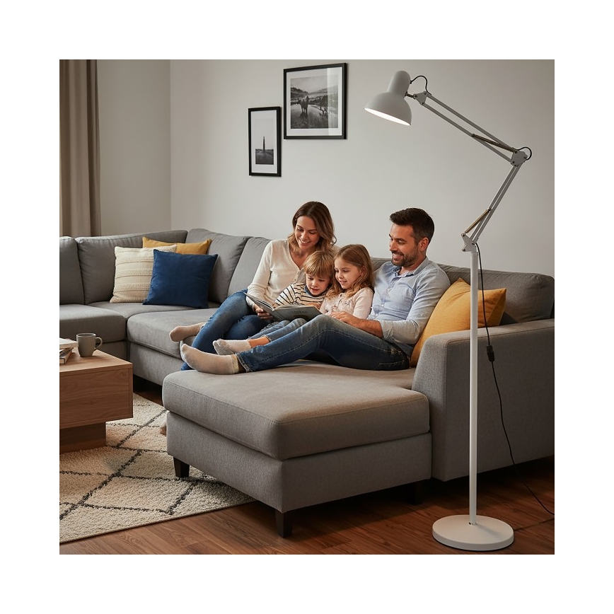 Brilagi - Lampadaire flexible TASKER 1xE27/60W/230V 184 cm blanc