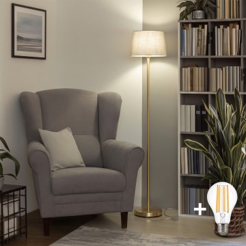 Brilagi - Lampadaire LED CERIA 1xE27/20W/230V Ø 30 cm gris/doré