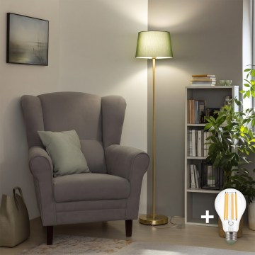 Brilagi - Lampadaire LED CERIA 1xE27/20W/230V Ø 30 cm vert/doré