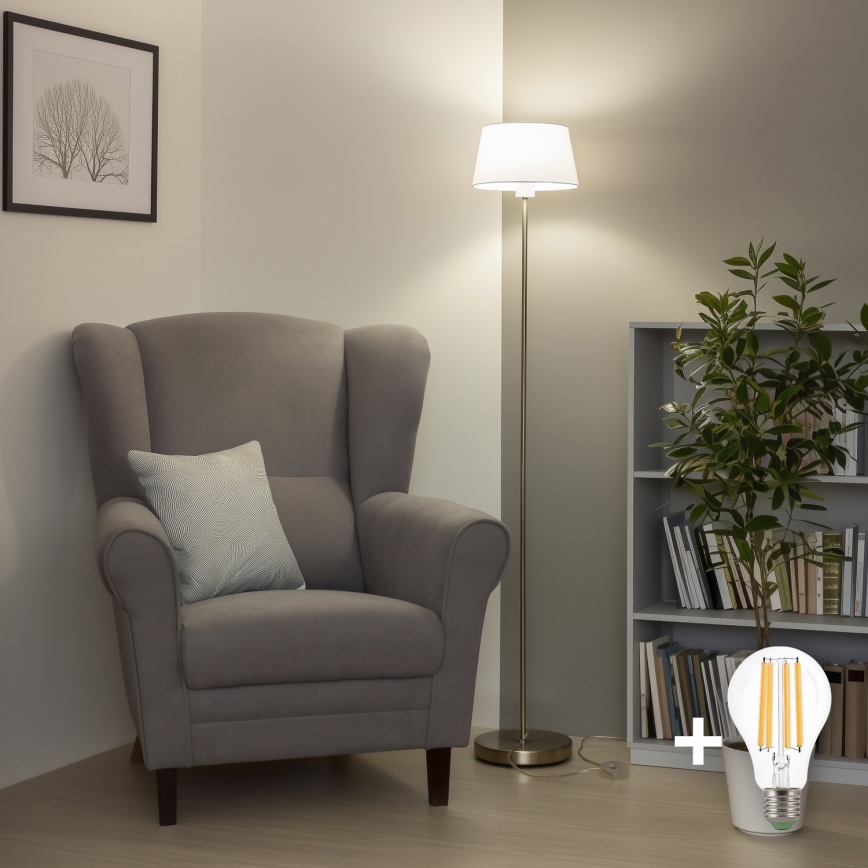 Brilagi - Lampadaire LED CERIA 1xE27/40W/230V Ø 25 cm blanc/chrome mat