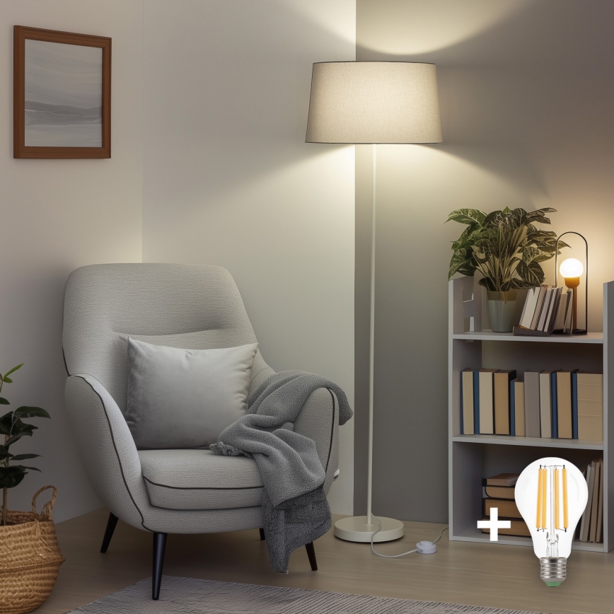 Brilagi - Lampadaire LED CERIA 1xE27/40W/230V Ø 45 cm gris/blanc