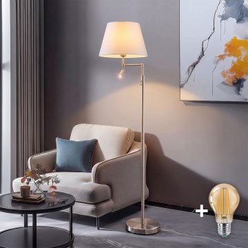 BRILAGI - Lampadaire LED CERIA 1xE27/60W/230V + LED/2,1W Ø 30 cm chrome mat/blanc