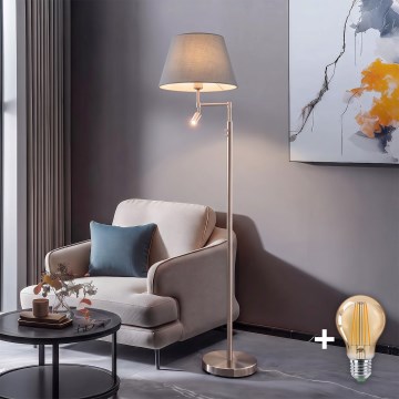 BRILAGI - Lampadaire LED CERIA 1xE27/60W/230V + LED/2,1W Ø 45 cm chrome mat/gris