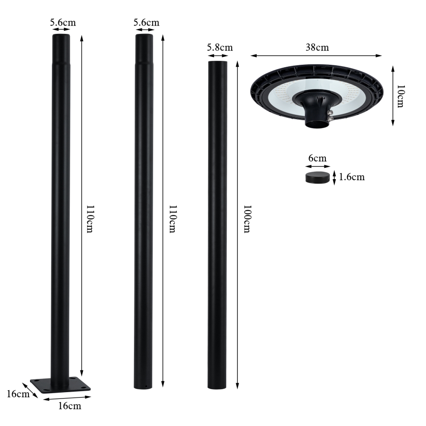 Brilagi - Lampadaire LED d'extérieur URBANSPARK LED/60W/230V noir IP65