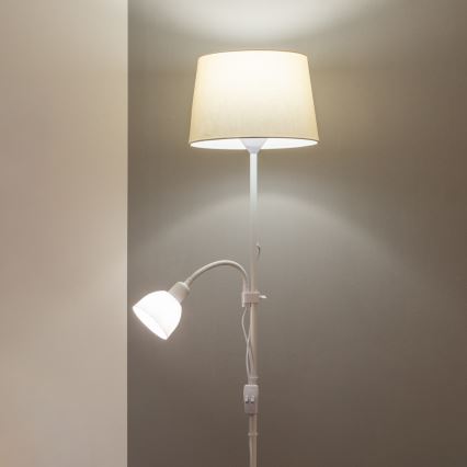 Brilagi - Lampadaire sur pied CERIA 1xE27/100W/230V + 1xE14/25W blanc/beige